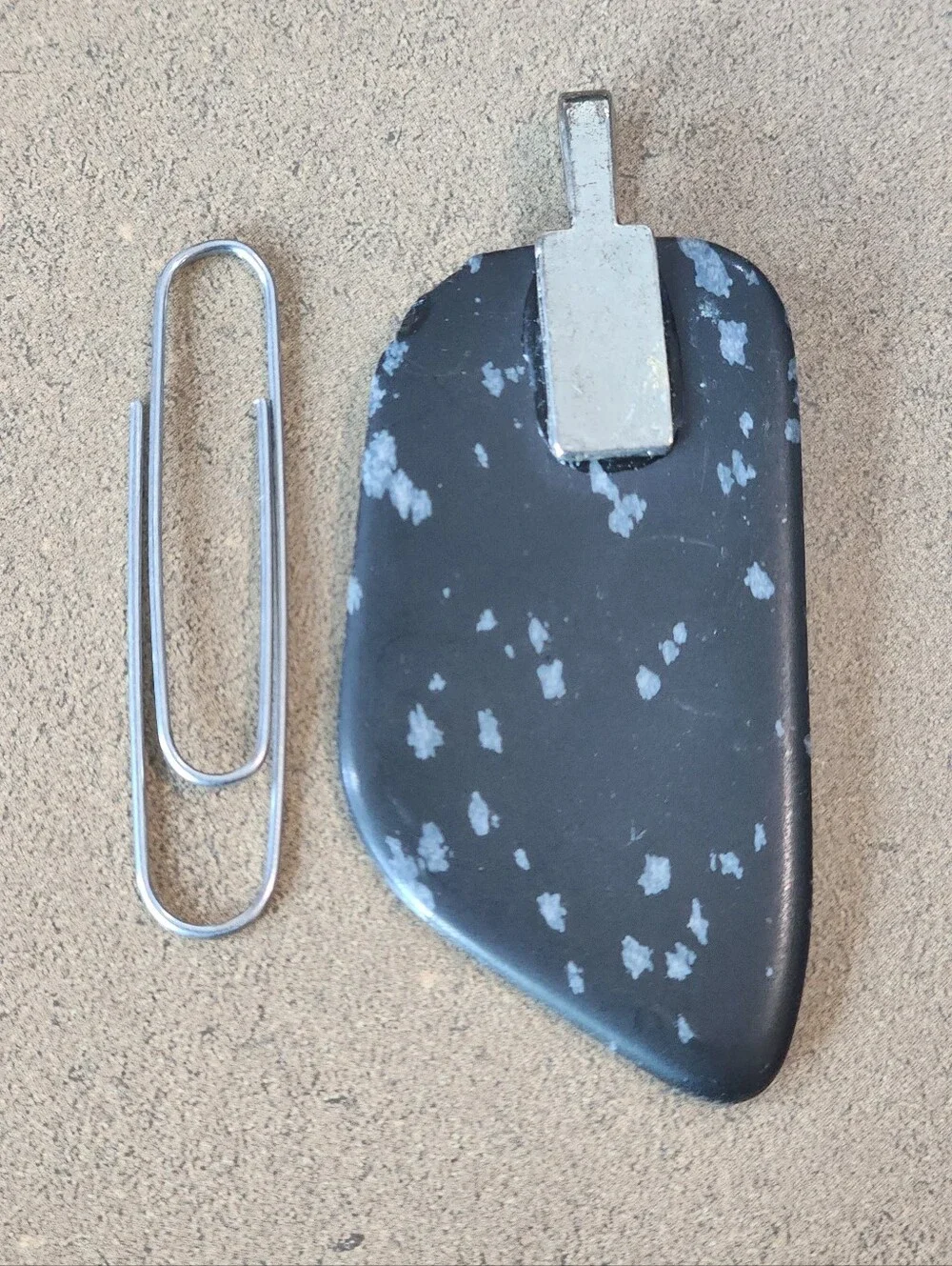 Black Obsidian Pendant With White Speckles Necklace - Black